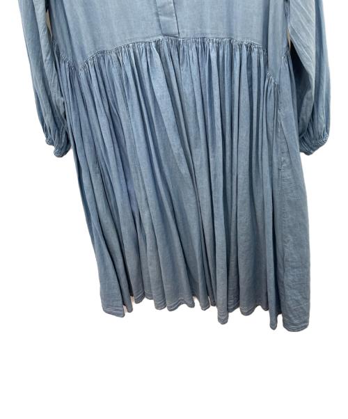 BEARDSLEY（ビアズリー）BEARDSLEY (ビアズリー) シフォンデニムギャザーワンピース ブルー サイズ:1の古着・服飾アイテム