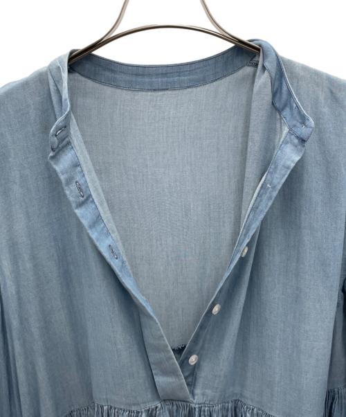 BEARDSLEY（ビアズリー）BEARDSLEY (ビアズリー) シフォンデニムギャザーワンピース ブルー サイズ:1の古着・服飾アイテム