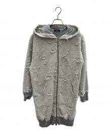 DIESEL（ディーゼル）の古着「ダメージ加工ジップパーカー」｜グレー