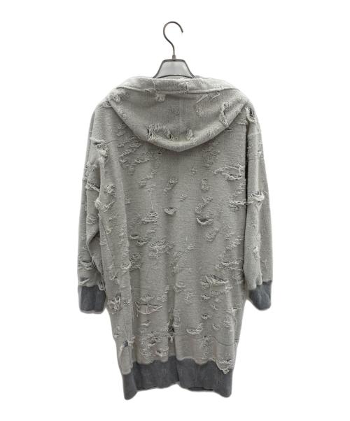 DIESEL（ディーゼル）DIESEL (ディーゼル) ダメージ加工ジップパーカー グレー サイズ:xxsの古着・服飾アイテム