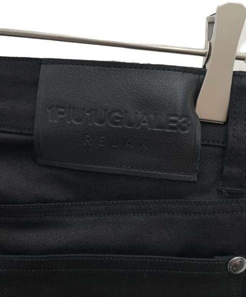 1PIU1UGUALE3 RELAX（ウノピゥウノウグァーレトレ リラックス）1PIU1UGUALE3 RELAX (ウノピゥウノウグァーレトレ リラックス) グラデーションロゴスーパーストレッチスキニーパンツ ブラック サイズ:L 未使用品の古着・服飾アイテム