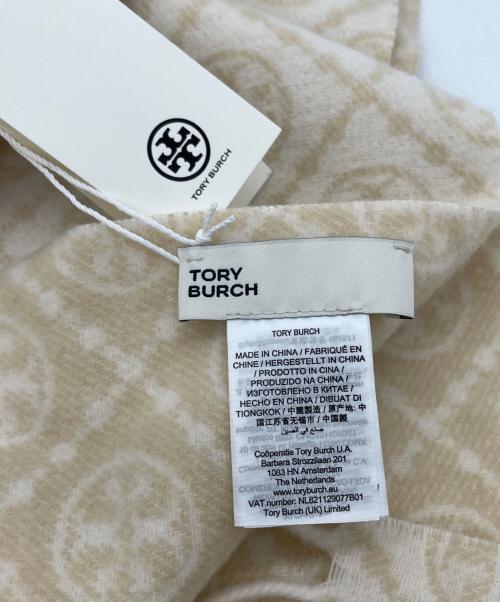 TORY BURCH（トリーバーチ）TORY BURCH (トリーバーチ) Tモノグラム オブロングマフラー アイボリー サイズ:05 未使用品の古着・服飾アイテム