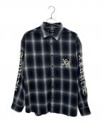 X-LARGEエクストララージ）の古着「OLD ENGLISH L/S FLANNEL SHIRT」｜ブラック