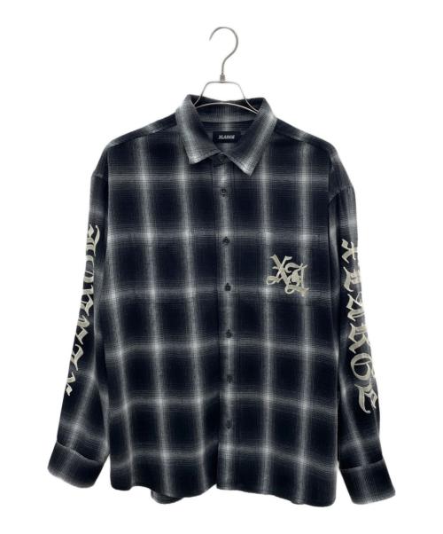 X-LARGE（エクストララージ）X-LARGE (エクストララージ) OLD ENGLISH L/S FLANNEL SHIRT ブラック サイズ:Lの古着・服飾アイテム