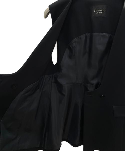 VERMEIL par iena（ヴェルメイユ パー イエナ）VERMEIL par iena (ヴェルメイユ パー イエナ) ダブルクロスストレッチベスト ブラック サイズ:Fの古着・服飾アイテム