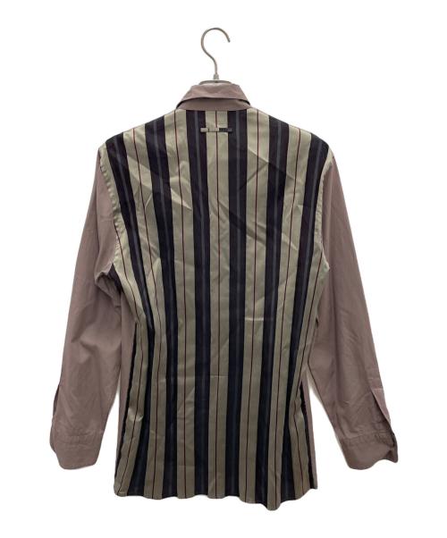 Jean Paul Gaultier homme（ジャンポールゴルチェオム）Jean Paul Gaultier homme (ジャンポールゴルチェオム) 長袖シャツ パープル×ベージュ サイズ:48の古着・服飾アイテム