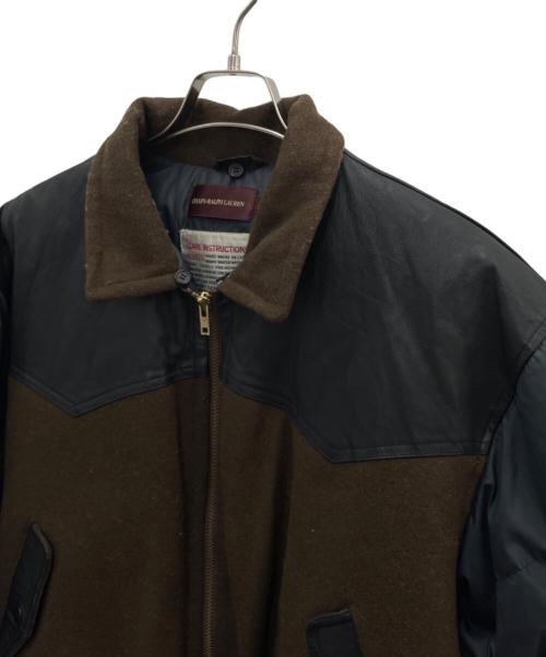 CHAPS RALPH LAUREN（チャップス ラルフローレン）CHAPS RALPH LAUREN (チャップス ラルフローレン) フライトジャケット ブラウン×ブラック サイズ:Mの古着・服飾アイテム