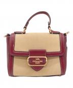 COACHコーチ）の古着「ハンドバッグ」｜ベージュ×ボルドー