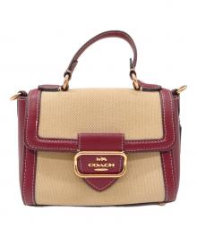 COACH（コーチ）の古着「ハンドバッグ」｜ベージュ×ボルドー