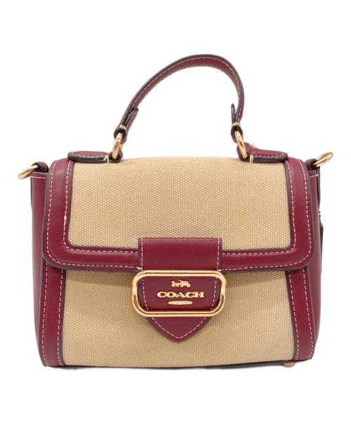COACH（コーチ）COACH (コーチ) ハンドバッグ ベージュ×ボルドーの古着・服飾アイテム