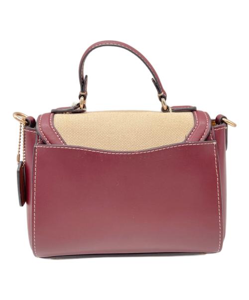 COACH（コーチ）COACH (コーチ) ハンドバッグ ベージュ×ボルドーの古着・服飾アイテム