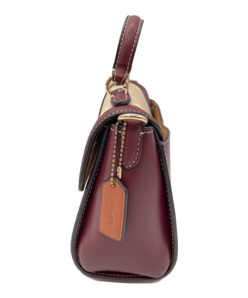 COACH（コーチ）COACH (コーチ) ハンドバッグ ベージュ×ボルドーの古着・服飾アイテム