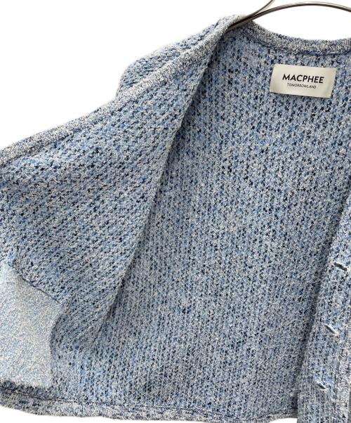 MACPHEE（マカフィー）MACPHEE (マカフィー) ツイードニットVネックカーディガン ブルー サイズ:Sの古着・服飾アイテム