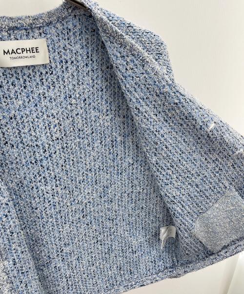 MACPHEE（マカフィー）MACPHEE (マカフィー) ツイードニットVネックカーディガン ブルー サイズ:Sの古着・服飾アイテム