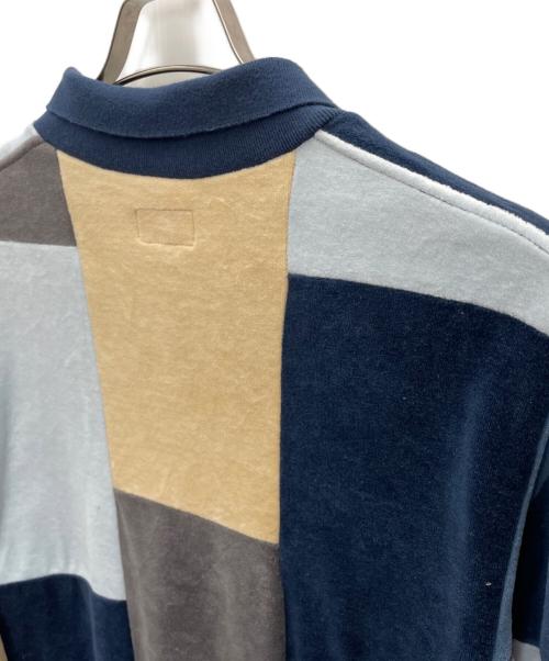 SUPREME（シュプリーム）SUPREME (シュプリーム) Patchwork Velour L/S Polo ネイビー×ブルー サイズ:Lの古着・服飾アイテム