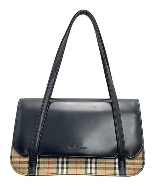 Burberry's（バーバリーズ）Burberry's (バーバリーズ) ハンドバッグ ブラック×ベージュの古着・服飾アイテム