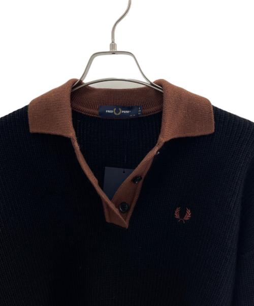 FRED PERRY（フレッドペリー）FRED PERRY (フレッドペリー) 厚手ニット ブラック×ブラウン サイズ:10 未使用品の古着・服飾アイテム