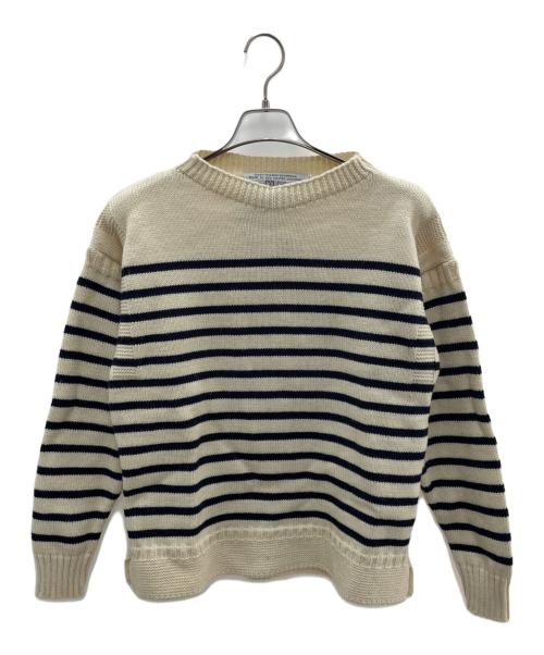 oldderby Knitwear（オールドダービーニットウェア）Oldderby Knitwear (オールドダービーニットウェア) 厚手ニット ホワイト×ネイビー サイズ:M 未使用品の古着・服飾アイテム