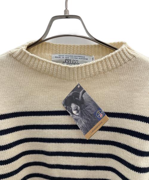 oldderby Knitwear（オールドダービーニットウェア）Oldderby Knitwear (オールドダービーニットウェア) 厚手ニット ホワイト×ネイビー サイズ:M 未使用品の古着・服飾アイテム