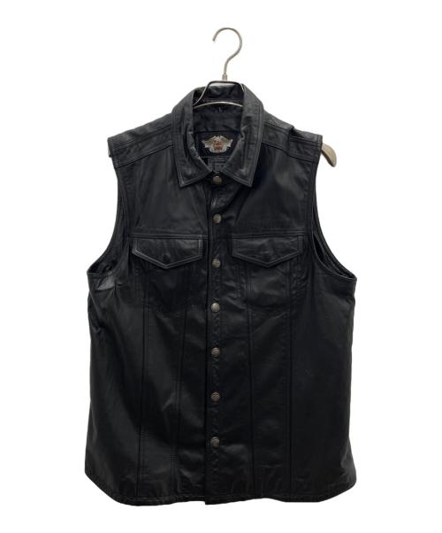 HARLEY-DAVIDSON（ハーレーダビッドソン）HARLEY-DAVIDSON (ハーレーダビッドソン) レザーベスト ブラック サイズ:Lの古着・服飾アイテム