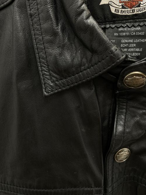 HARLEY-DAVIDSON（ハーレーダビッドソン）HARLEY-DAVIDSON (ハーレーダビッドソン) レザーベスト ブラック サイズ:Lの古着・服飾アイテム