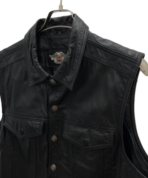 HARLEY-DAVIDSON（ハーレーダビッドソン）HARLEY-DAVIDSON (ハーレーダビッドソン) レザーベスト ブラック サイズ:Lの古着・服飾アイテム