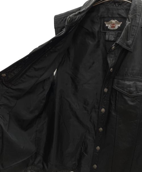 HARLEY-DAVIDSON（ハーレーダビッドソン）HARLEY-DAVIDSON (ハーレーダビッドソン) レザーベスト ブラック サイズ:Lの古着・服飾アイテム