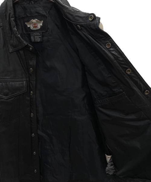 HARLEY-DAVIDSON（ハーレーダビッドソン）HARLEY-DAVIDSON (ハーレーダビッドソン) レザーベスト ブラック サイズ:Lの古着・服飾アイテム