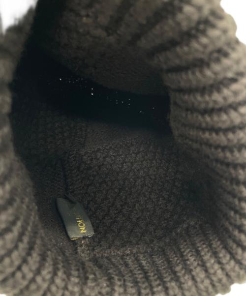 LOUIS VUITTON（ルイ ヴィトン）LOUIS VUITTON (ルイ ヴィトン) レザーパッチニットキャップ ブラウンの古着・服飾アイテム