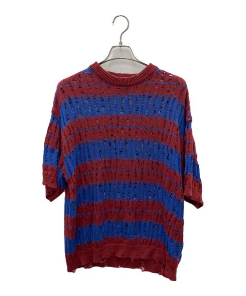MAISON SPECIAL（メゾンスペシャル）MAISON SPECIAL (メゾンスペシャル) 薄手ニット ブルー×レッド サイズ:1の古着・服飾アイテム