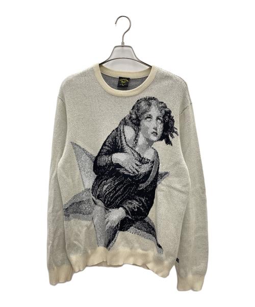 HUF（ハフ）HUF (ハフ) the smashing pumpkins (スマッシングパンプキンズ) 厚手ニット ベージュ サイズ:Lの古着・服飾アイテム
