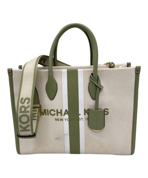 MICHAEL KORS（マイケル・コース）MICHAEL KORS (マイケルコース) ハンドバッグ ピスタチオ×アイボリーの古着・服飾アイテム