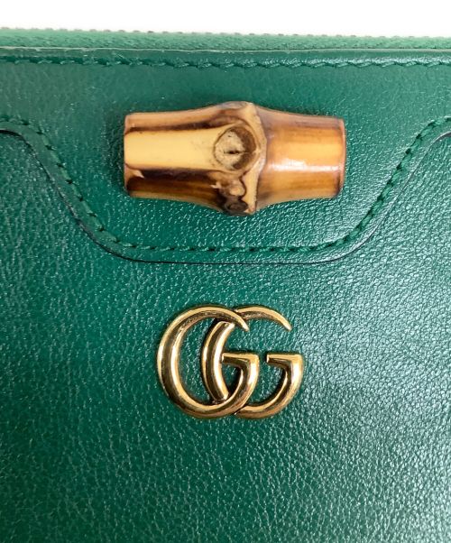 GUCCI（グッチ）GUCCI (グッチ) バンブー　ラウンドファスナー長財布 グリーンの古着・服飾アイテム