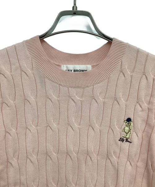 Lily Brown（リリーブラウン）Lily Brown (リリーブラウン) ケーブルニット ピンク サイズ:ONEの古着・服飾アイテム