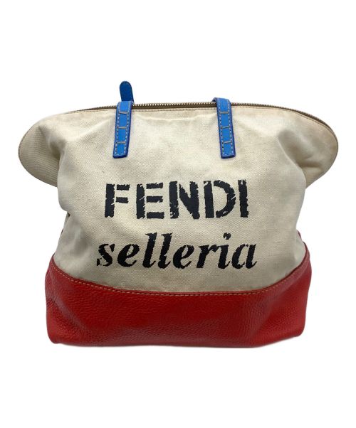 FENDI（フェンディ）FENDI (フェンディ) ハンドバッグ ベージュ×レッド×ブルーの古着・服飾アイテム