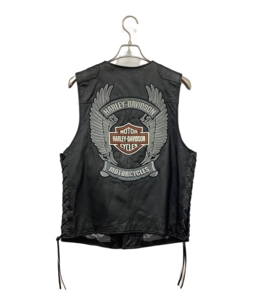 HARLEY-DAVIDSON（ハーレーダビッドソン）HARLEY-DAVIDSON (ハーレーダビッドソン) レザーベスト ブラック サイズ:Mの古着・服飾アイテム