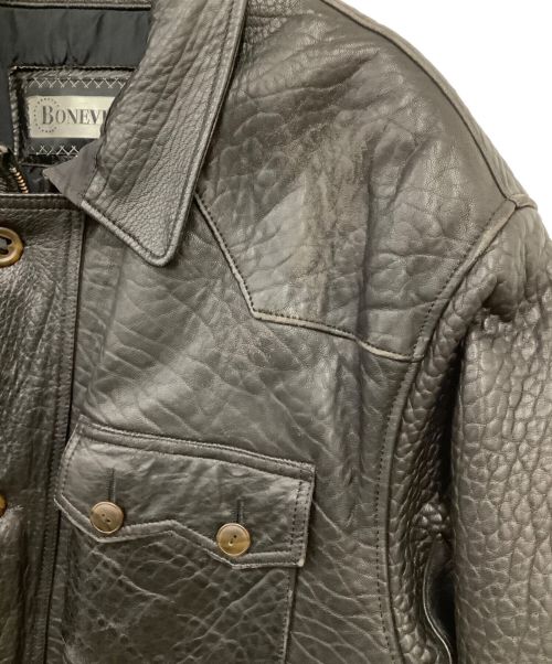 BONEVILLE（ボンネビル）BONEVILLE (ボンネビル) レザーブルゾン ブラック サイズ:48の古着・服飾アイテム