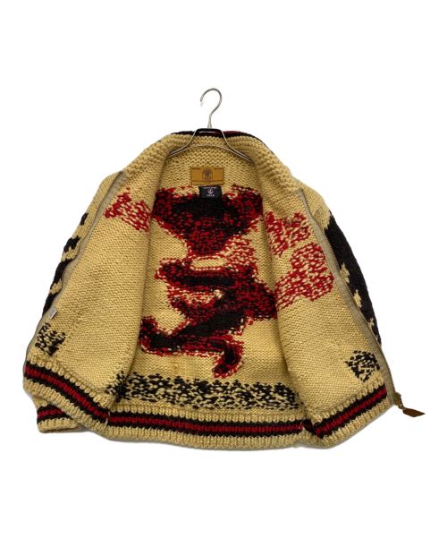 CANADIAN SWEATER（カナディアンセーター）CANADIAN SWEATER (カナディアンセーター) ニットジャケット ベージュ×レッド サイズ:表記無しの古着・服飾アイテム