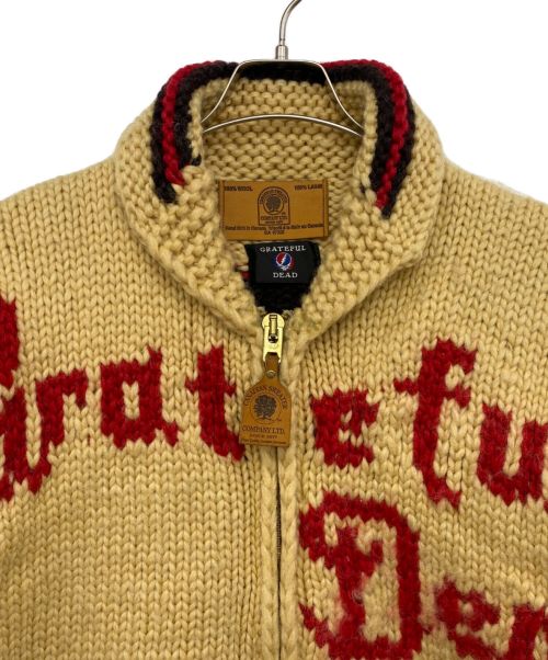 CANADIAN SWEATER（カナディアンセーター）CANADIAN SWEATER (カナディアンセーター) ニットジャケット ベージュ×レッド サイズ:表記無しの古着・服飾アイテム