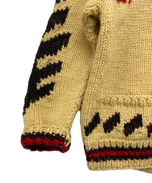 CANADIAN SWEATER（カナディアンセーター）CANADIAN SWEATER (カナディアンセーター) ニットジャケット ベージュ×レッド サイズ:表記無しの古着・服飾アイテム