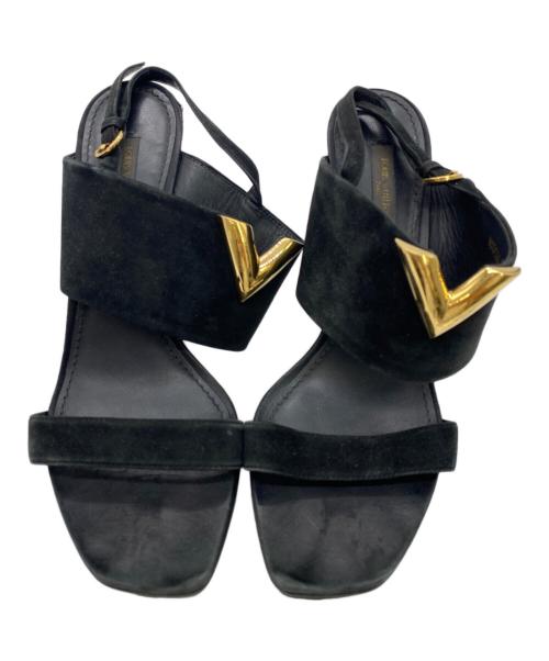LOUIS VUITTON（ルイ ヴィトン）LOUIS VUITTON (ルイ ヴィトン) スエードアンクルストラップサンダル ブラック サイズ:37　2/1の古着・服飾アイテム