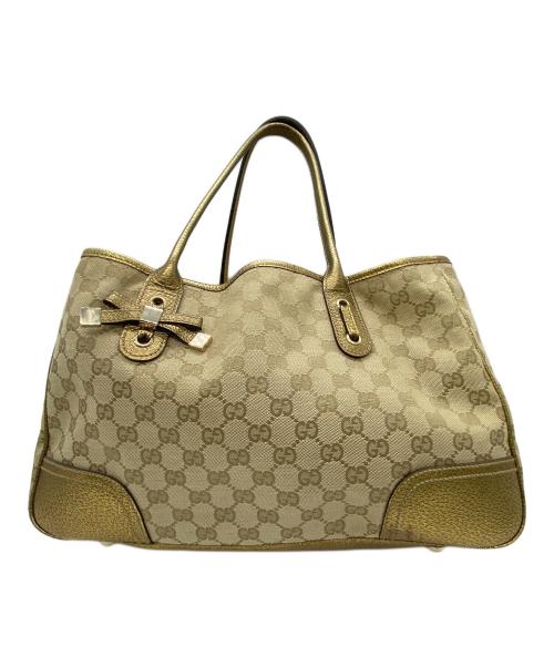 GUCCI（グッチ）GUCCI (グッチ) トートバッグ ゴールド×ベージュの古着・服飾アイテム