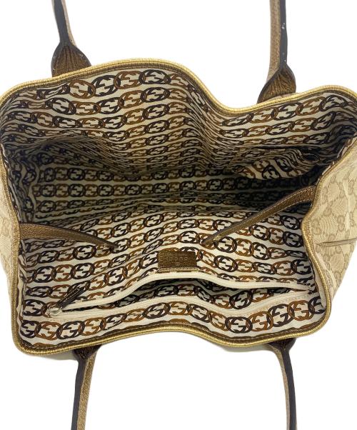 GUCCI（グッチ）GUCCI (グッチ) トートバッグ ゴールド×ベージュの古着・服飾アイテム