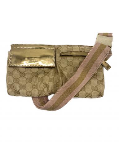 中古・古着通販】GUCCI (グッチ) ウエストポーチ ゴールド×ベージュ