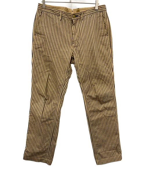STUDIO D'ARTISAN（ステュディオダルチザン）STUDIO D'ARTISAN (ステュディオダルチザン) ストライプパンツ ブラウン サイズ:34の古着・服飾アイテム