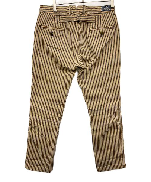 STUDIO D'ARTISAN（ステュディオダルチザン）STUDIO D'ARTISAN (ステュディオダルチザン) ストライプパンツ ブラウン サイズ:34の古着・服飾アイテム