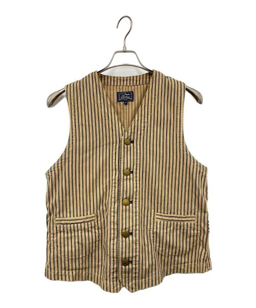 STUDIO D'ARTISAN（ステュディオダルチザン）STUDIO D'ARTISAN (ステュディオダルチザン) ベスト ブラウン×ネイビー サイズ:38の古着・服飾アイテム