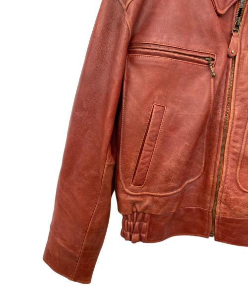 AMERICAN NOSTALGIA（アメリカンノスタルジア）AMERICAN NOSTALGIA (アメリカンノスタルジア) レザージャケット レッド サイズ:42の古着・服飾アイテム