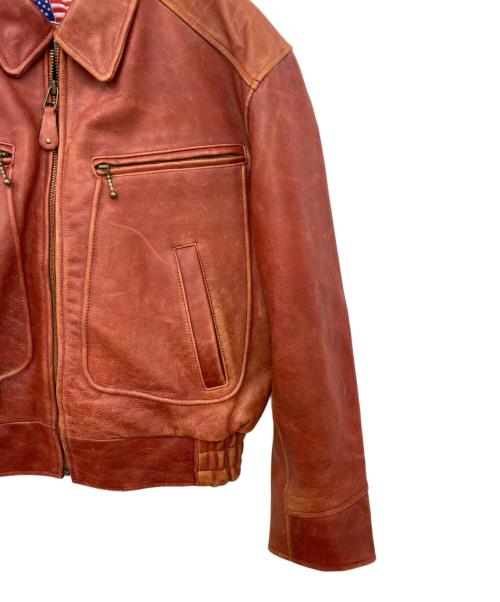 AMERICAN NOSTALGIA（アメリカンノスタルジア）AMERICAN NOSTALGIA (アメリカンノスタルジア) レザージャケット レッド サイズ:42の古着・服飾アイテム