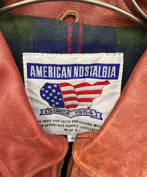 AMERICAN NOSTALGIA（アメリカンノスタルジア）AMERICAN NOSTALGIA (アメリカンノスタルジア) レザージャケット レッド サイズ:42の古着・服飾アイテム